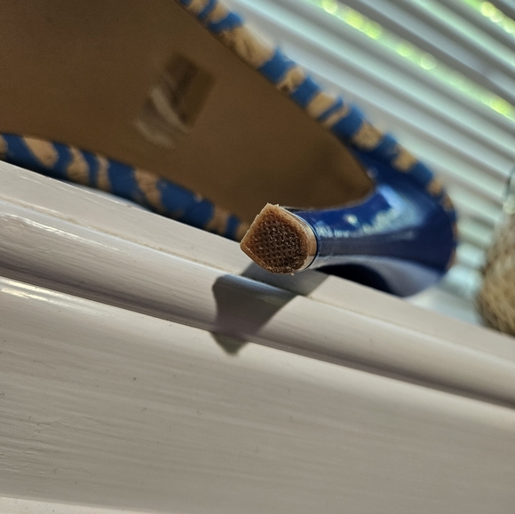 Qupid Sz 10 Blue & Cork Color Platform Heels - Picture 6 of 9